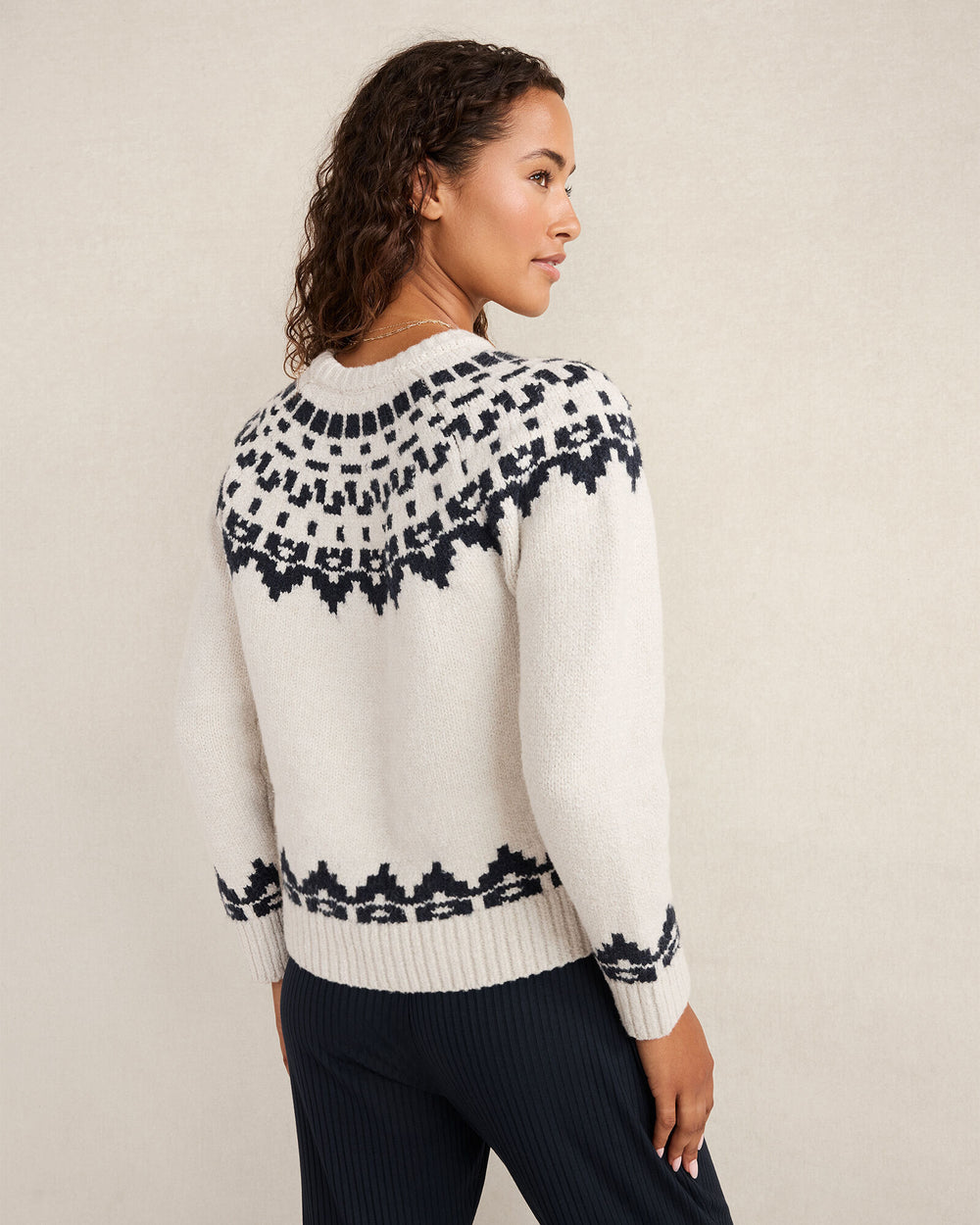 FULL MOON/NIGHTFALL HTHR ORGANIC COTTON BLEND JUNEAU FAIR ISLE CREWNECK SWEATER | Talbots online
