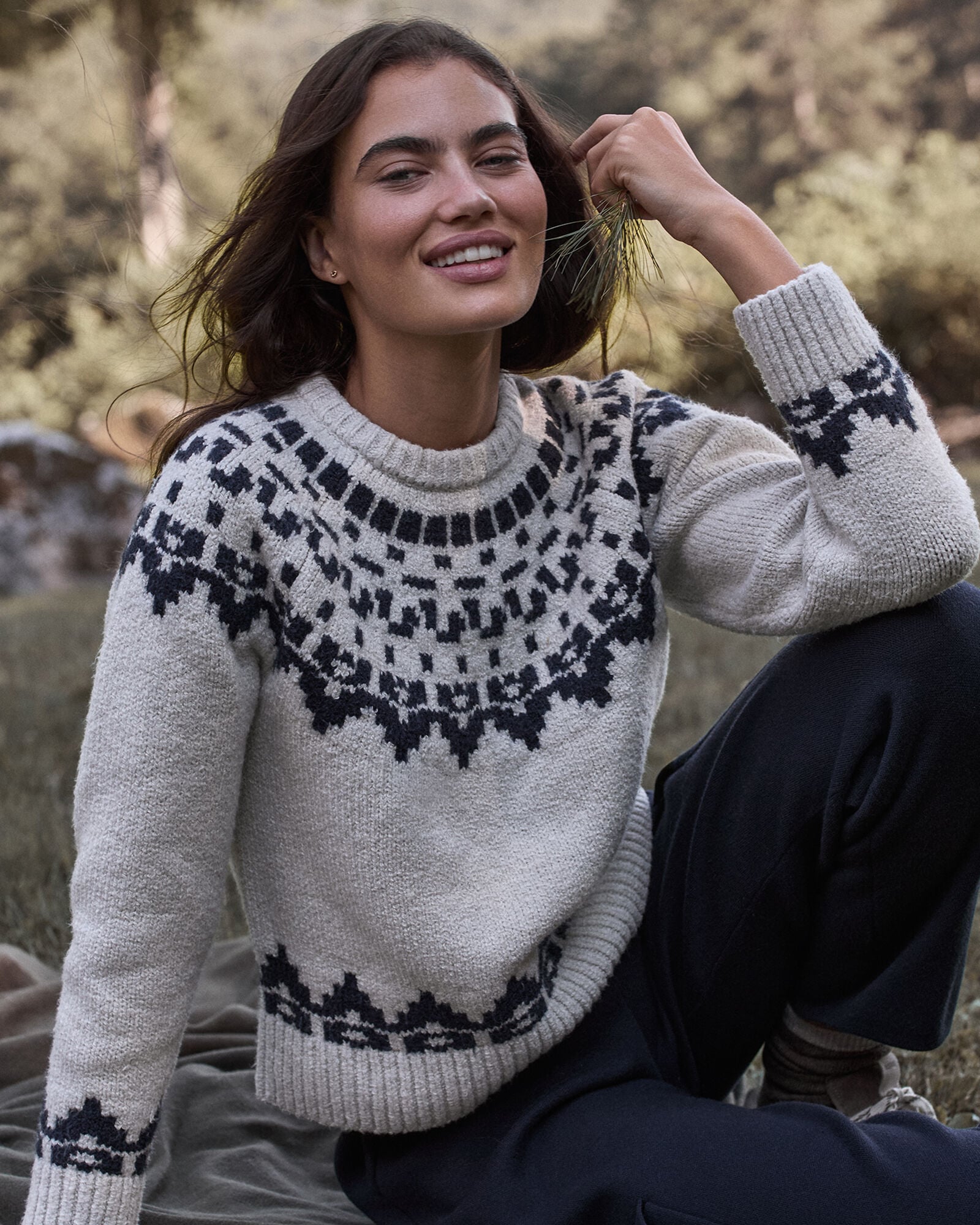 FULL MOON/NIGHTFALL HTHR ORGANIC COTTON BLEND JUNEAU FAIR ISLE CREWNECK SWEATER | Talbots online