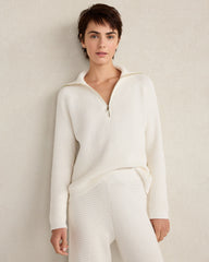 IVORY ORGANIC COTTON CASHMERE WAFFLE PULLOVER | Talbots outlet
