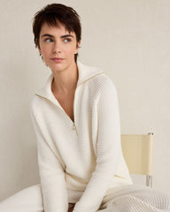 IVORY ORGANIC COTTON CASHMERE WAFFLE PULLOVER | Talbots US
