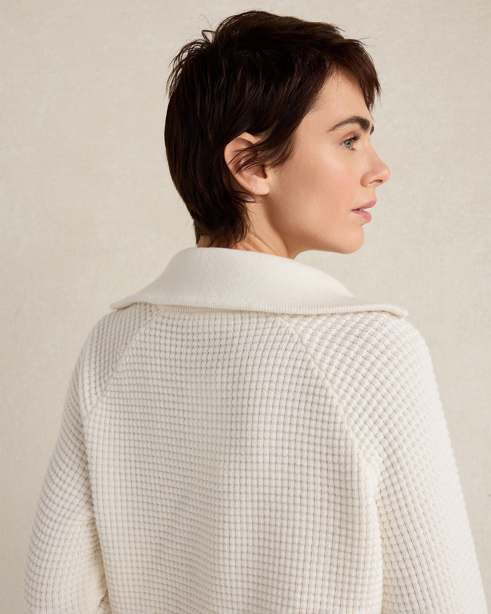 IVORY ORGANIC COTTON CASHMERE WAFFLE PULLOVER | Talbots sale