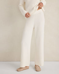 IVORY ORGANIC COTTON CASHMERE WAFFLE WIDE LEG PANTS | Talbots discount