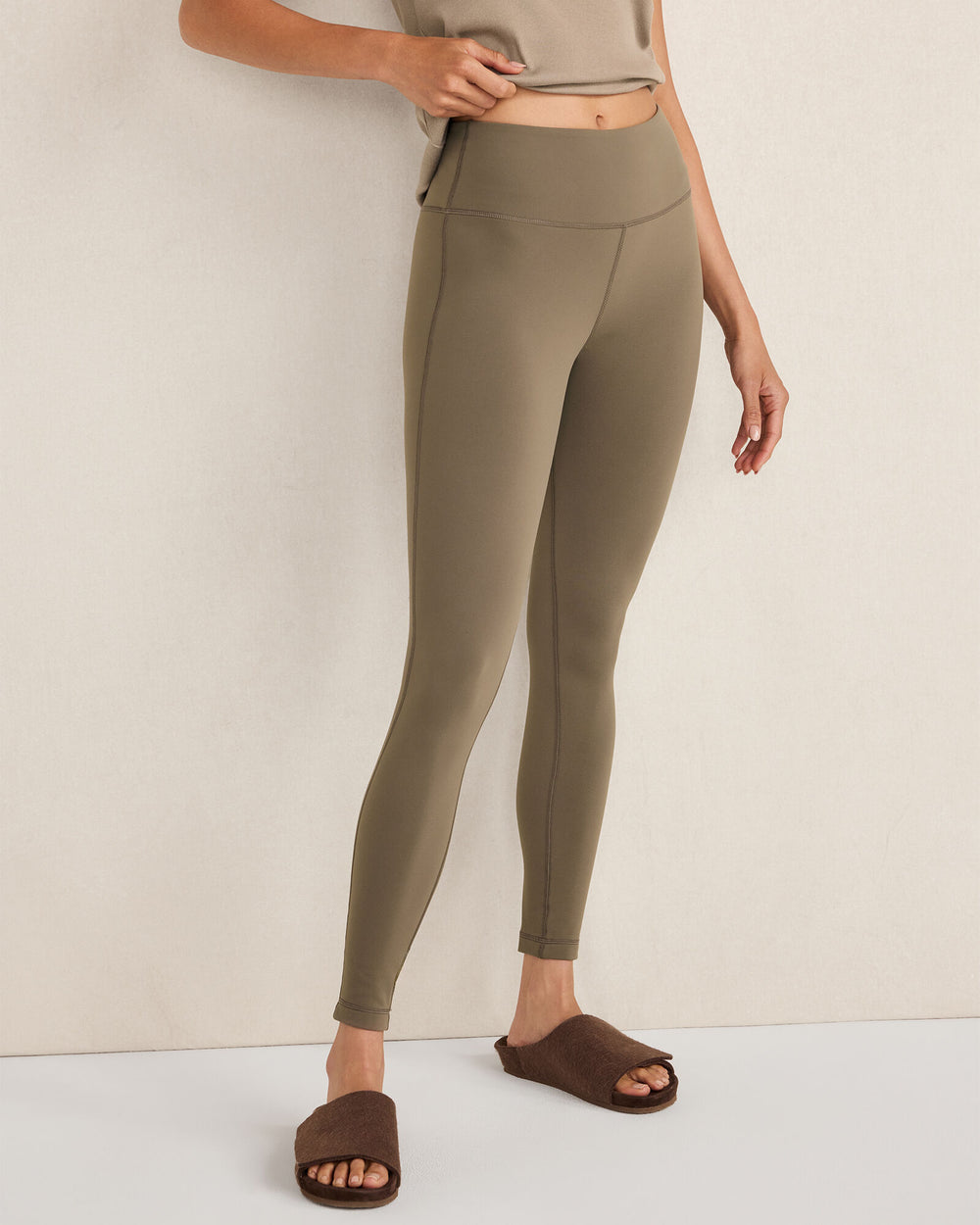 BLACK|SLATE BROWN BALANCE FLEECE-LINED LEGGINGS | Talbots near me