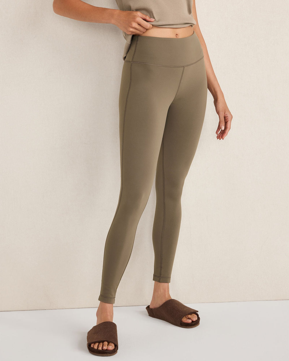 BLACK|SLATE BROWN BALANCE FLEECE-LINED LEGGINGS | Talbots sale