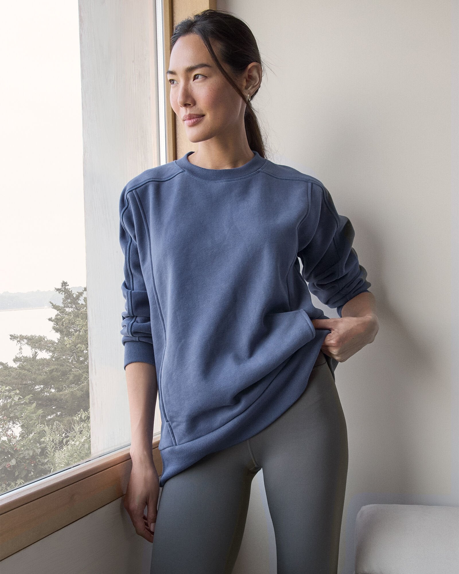 NIGHTENGALE|NORTH SEA|SALTY GREEN CLOUD FLEECE CREWNECK SWEATSHIRT | Talbots US