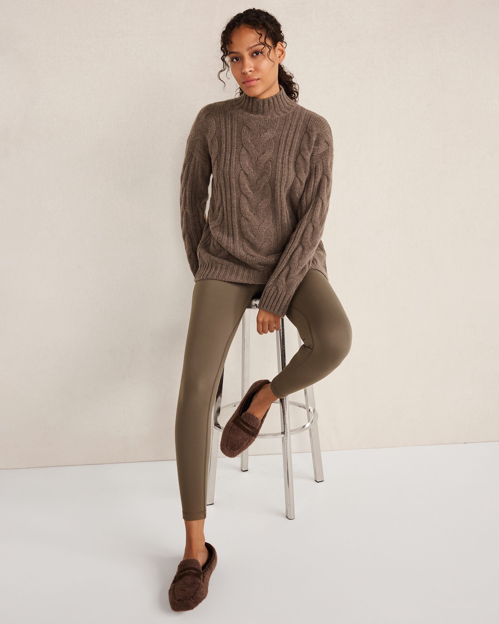 DRIFTWOOD HTHR|FULL MOON HTHR|HUNTER HTHR|SEA MIST HEATHER CASHMERE CABLE MOCKNECK SWEATER | Talbots online