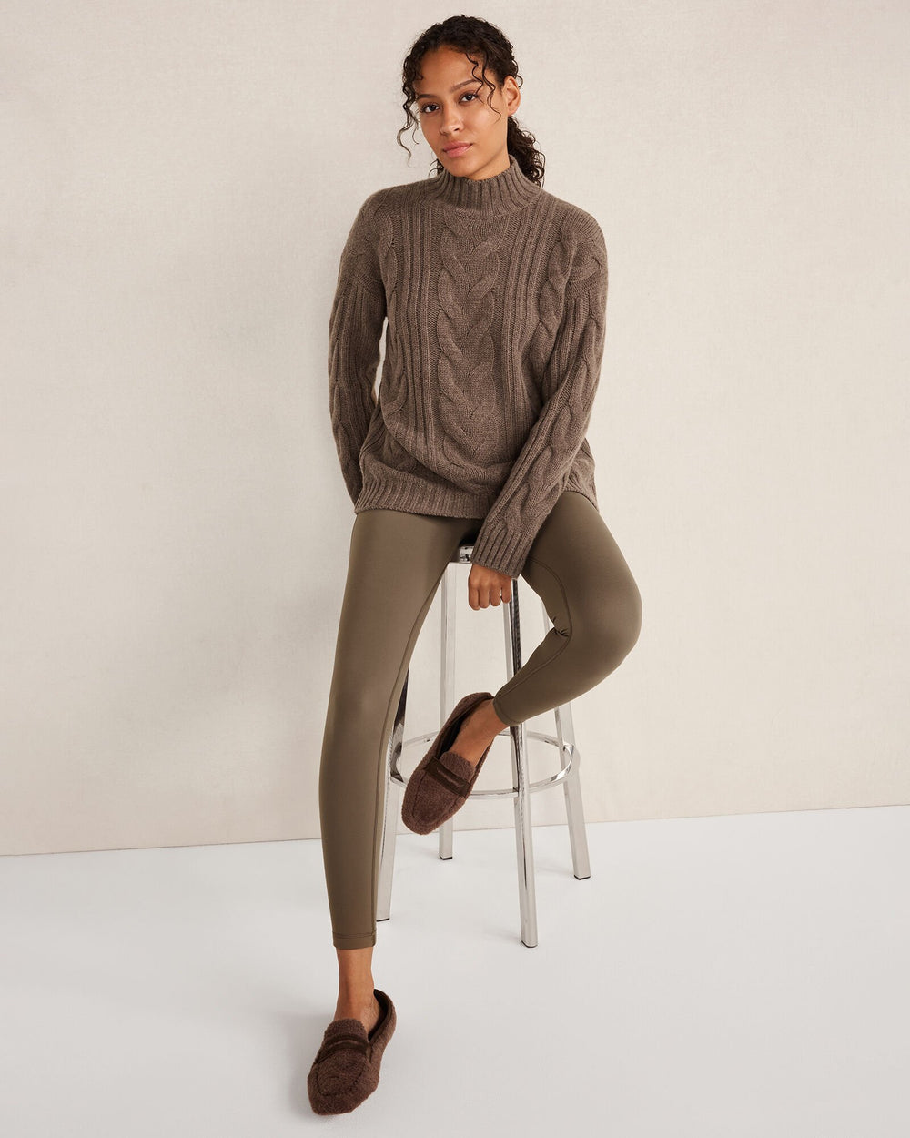 DRIFTWOOD HTHR|FULL MOON HTHR|HUNTER HTHR|SEA MIST HEATHER CASHMERE CABLE MOCKNECK SWEATER | Talbots discount