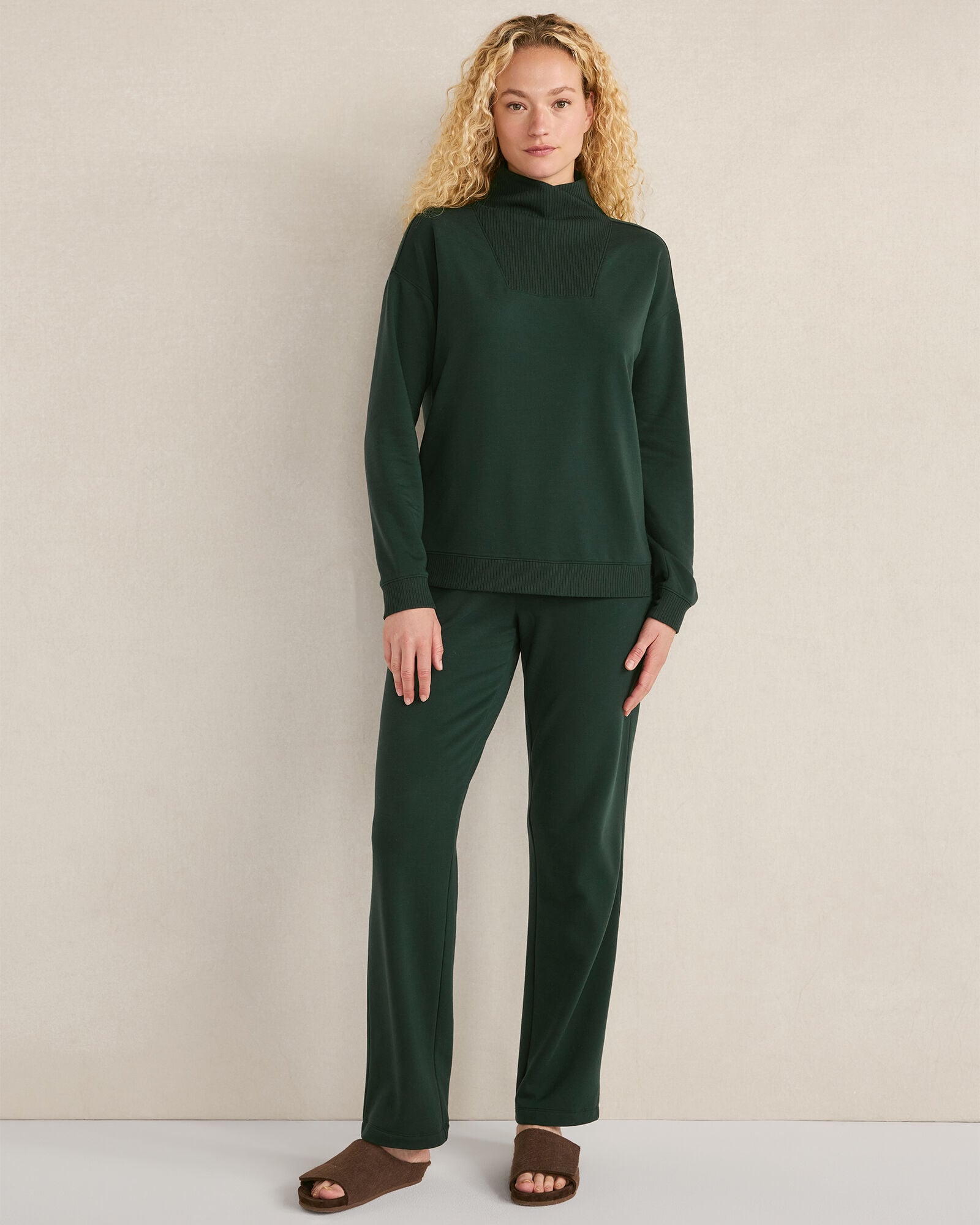 FROST HTHR|TAUPE HEATHER|HUNTER FLEECE STRAIGHT LEG PANTS | Talbots online