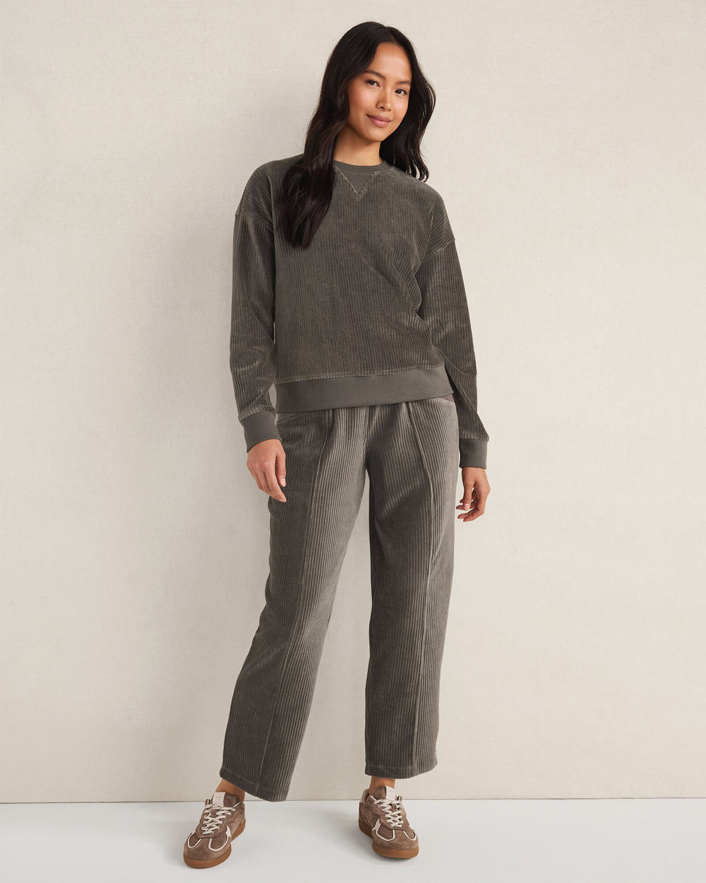 CHANTRELLE|GLACIER FROST|RAINFALL CORDED VELOUR CREWNECK PULLOVER | Talbots discount