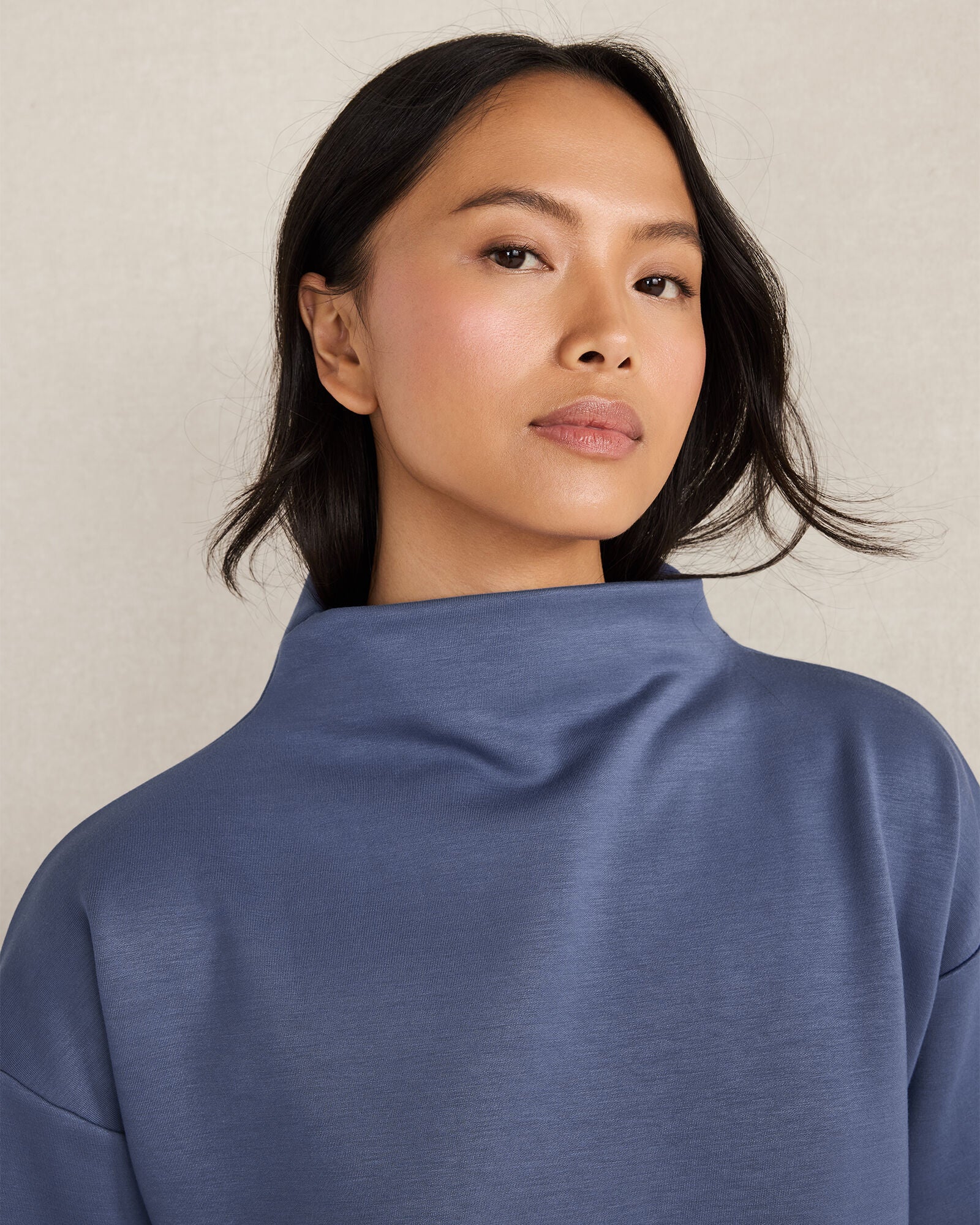 IVORY|NORTH SEA|OYSTER SHELL SOFT-BRUSHED FLEECE FUNNEL NECK PULLOVER | Talbots for sale