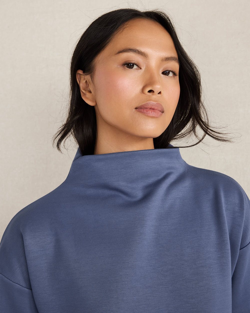 IVORY|NORTH SEA|OYSTER SHELL SOFT-BRUSHED FLEECE FUNNEL NECK PULLOVER | Talbots for sale