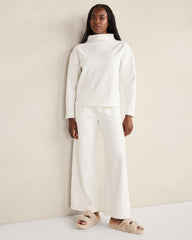 IVORY|NORTH SEA|OYSTER SHELL SOFT-BRUSHED FLEECE WIDE LEG PANTS | Talbots online