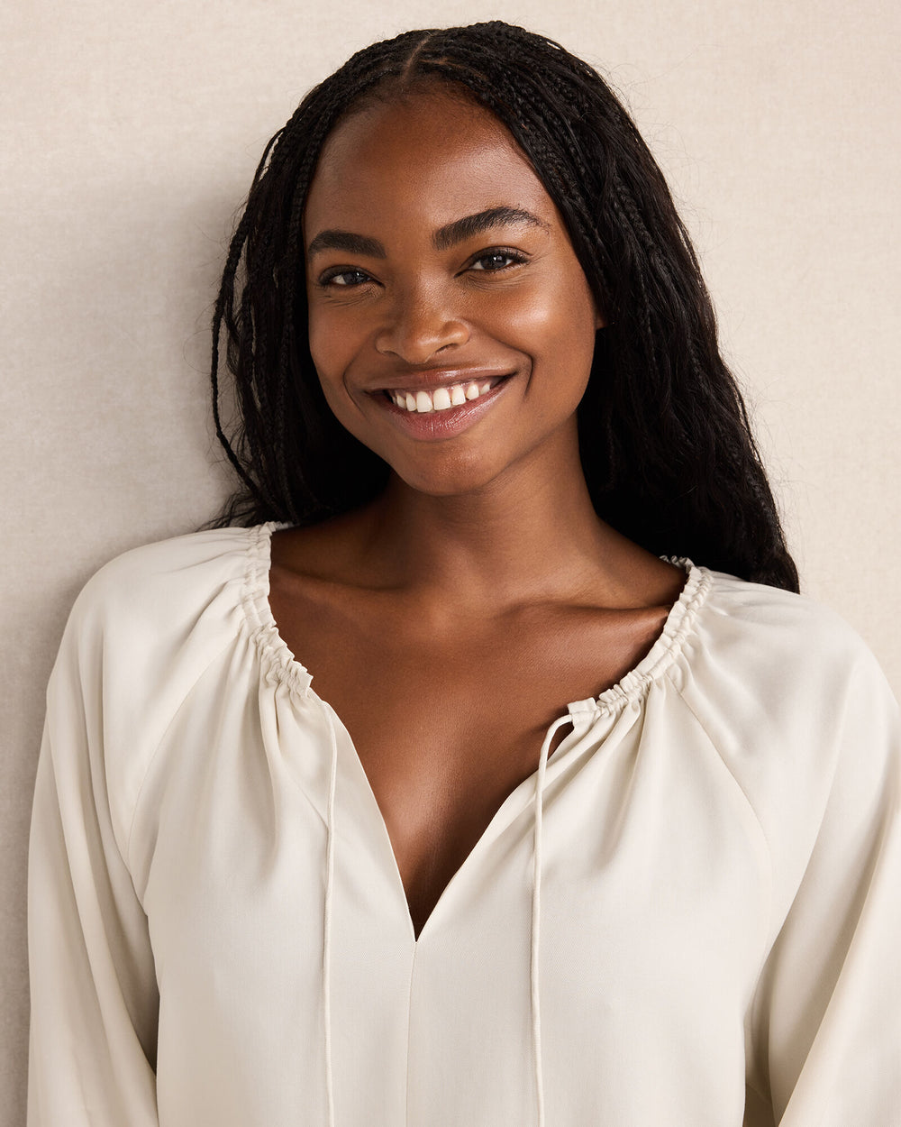 FULL MOON|RAINFALL WASHED SPLIT NECK TOP | Talbots for sale