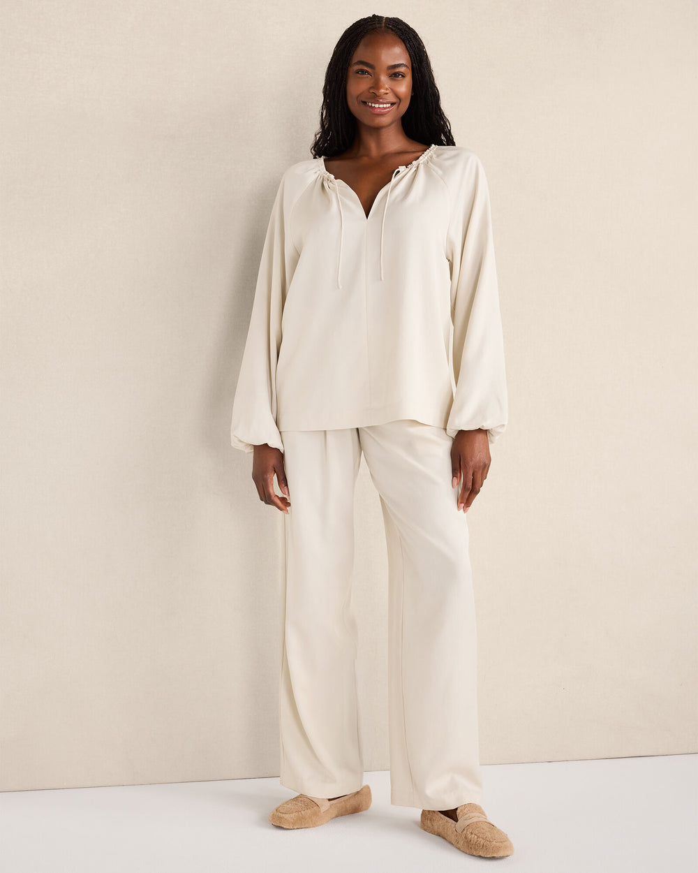 FULL MOON|RAINFALL WASHED SPLIT NECK TOP | Talbots for sale