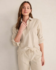 LIGHT ASH COTTON CORDED TOP | Talbots on sale
