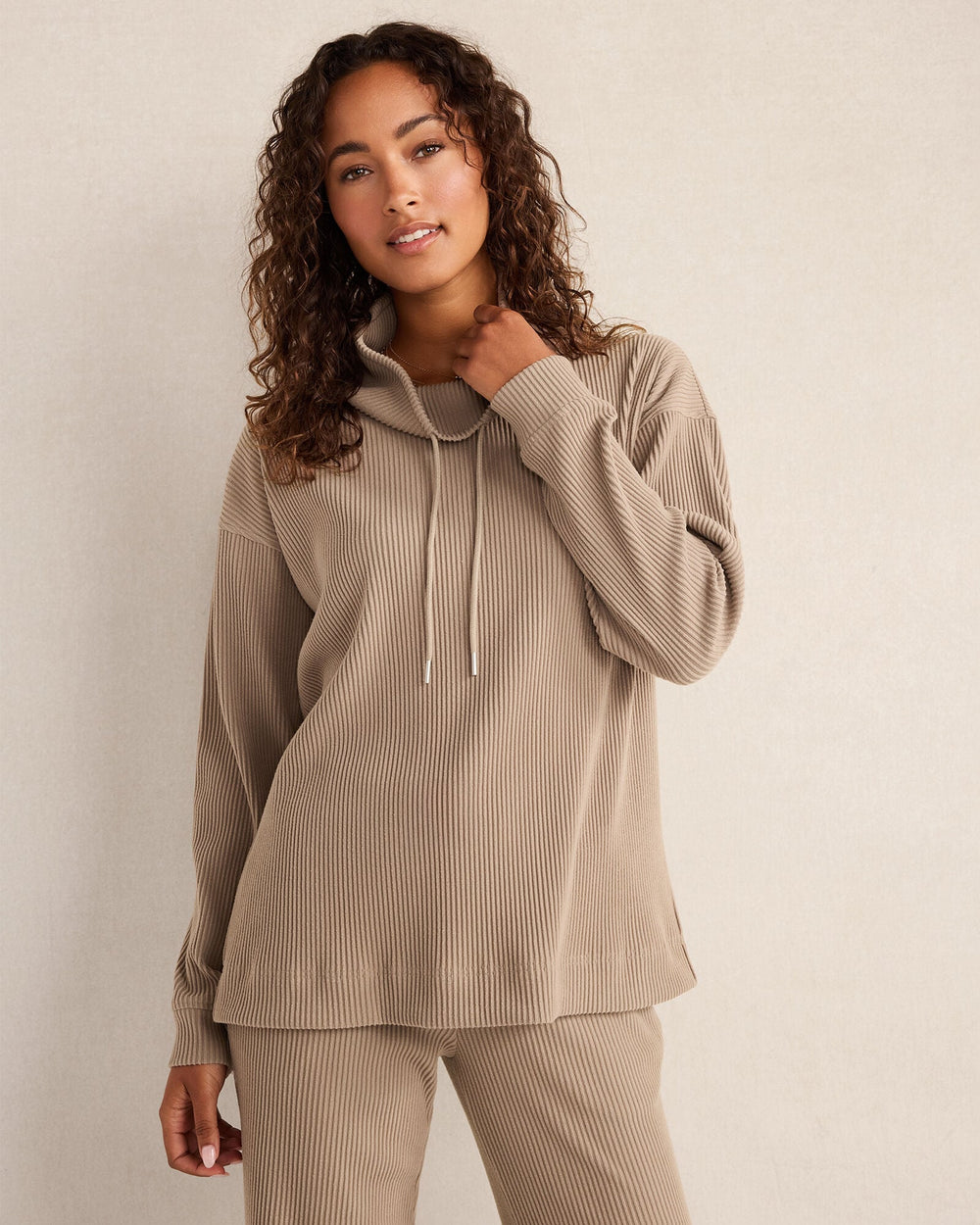 NIGHTENGALE OTTOMAN RIB COWL NECK TOP | Talbots outlet