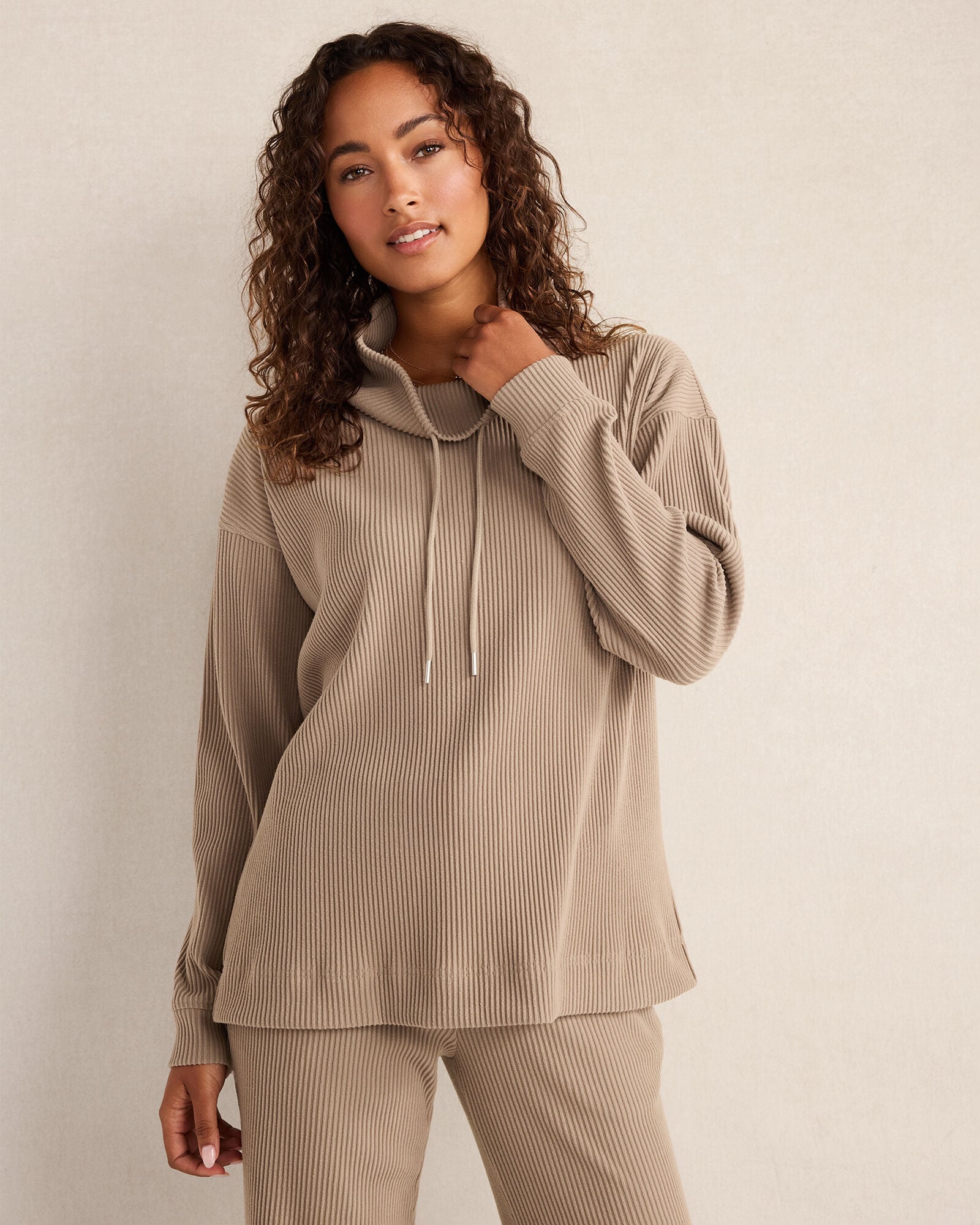 NIGHTENGALE OTTOMAN RIB COWL NECK TOP | Talbots discount