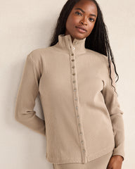 NIGHTENGALE|NORTH SEA OTTOMAN RIB BUTTON-FRONT TOP | Talbots outlet