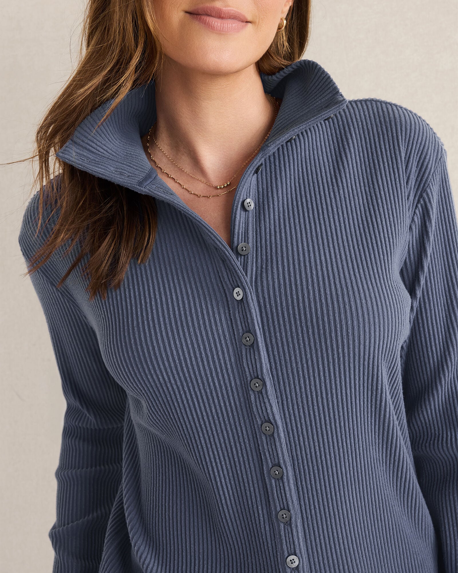 NIGHTENGALE|NORTH SEA OTTOMAN RIB BUTTON-FRONT TOP | Talbots discount