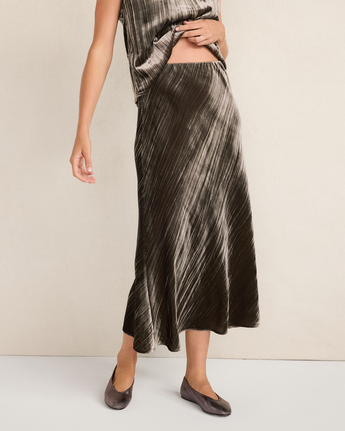 BURNT TOFFEE TEXTURED VELVET MAXI SKIRT | Talbots for sale