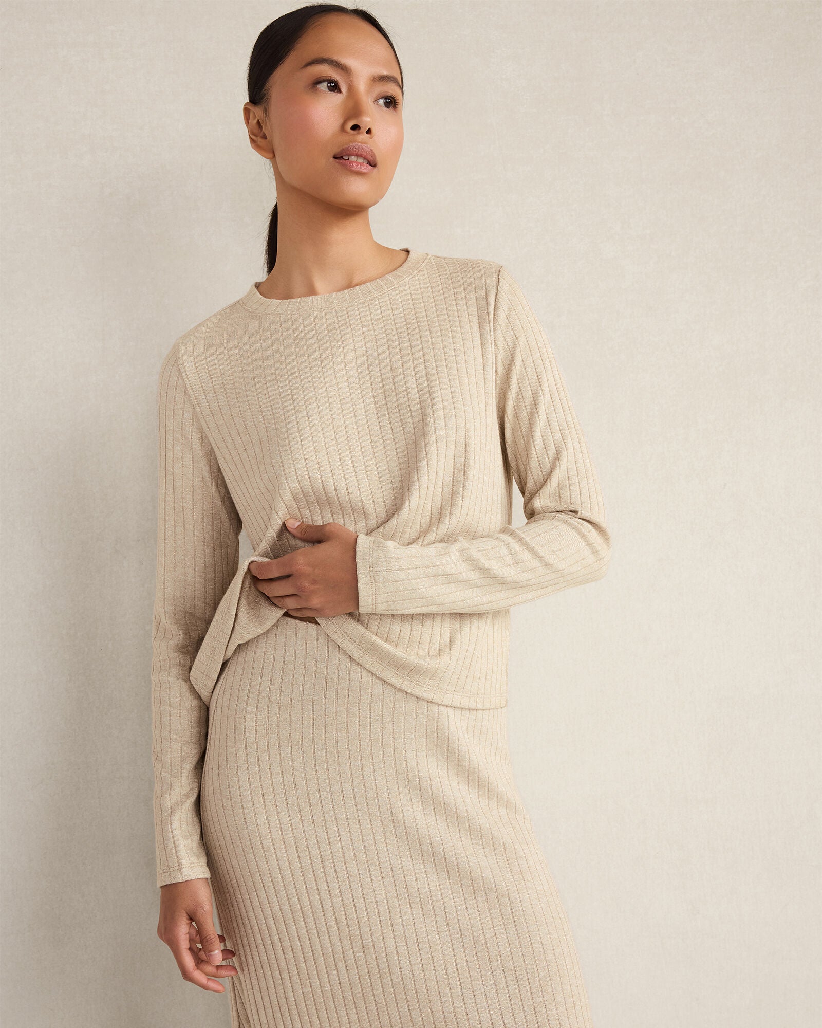 CHAMPAGNE HTHR METALLIC LUREX RIB KNIT TOP | Talbots near me