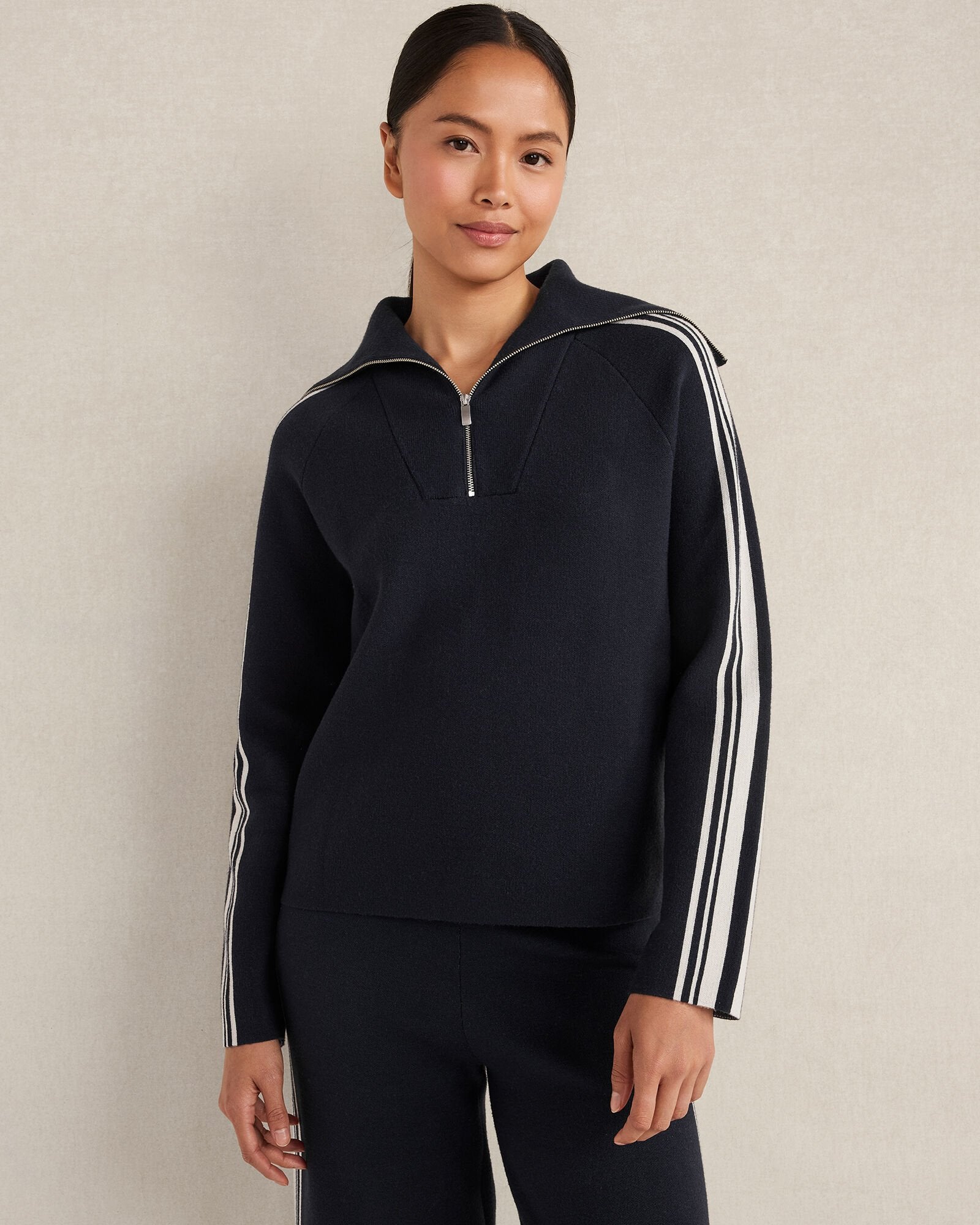 NIGHTFALL/FULL MOON SPORTY STRIPE HALF-ZIP PULLOVER | Talbots US