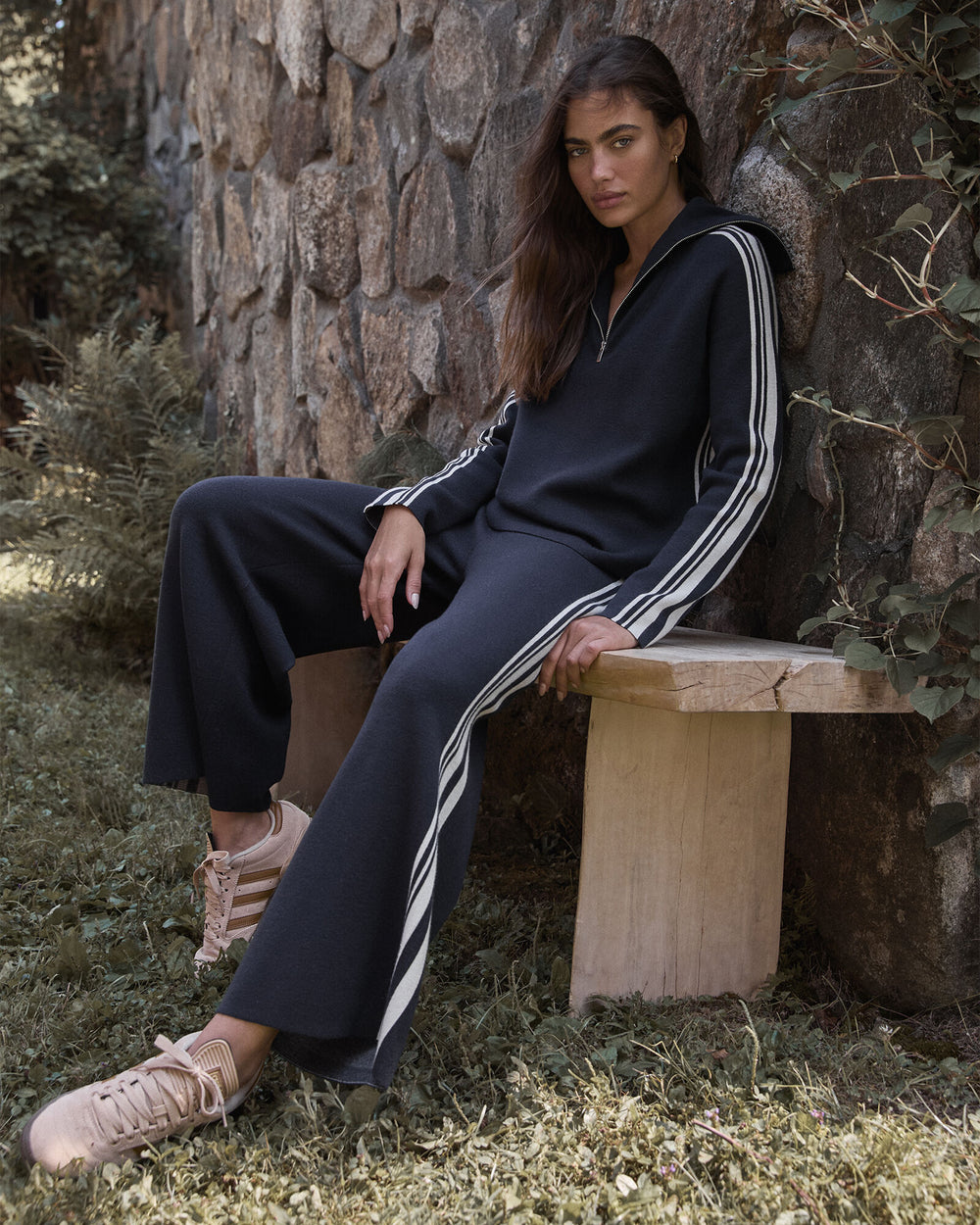 NIGHTFALL/FULL MOON SPORTY STRIPE HALF-ZIP PULLOVER | Talbots US