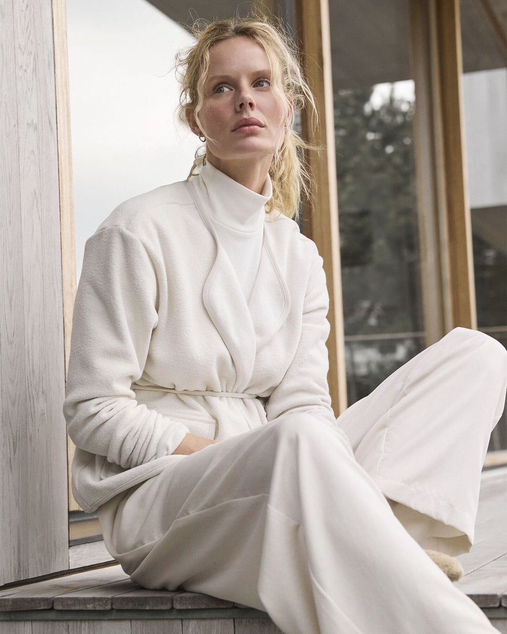 FROST HTHR|IVORY|OYSTER SHELL HTHR ORGANIC COTTON MOCKNECK LONG SLEEVE TEE | Talbots outlet