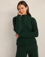 OYSTER SHELL|HUNTER ORGANIC COTTON CABLE MOCKNECK SWEATER | Talbots for sale