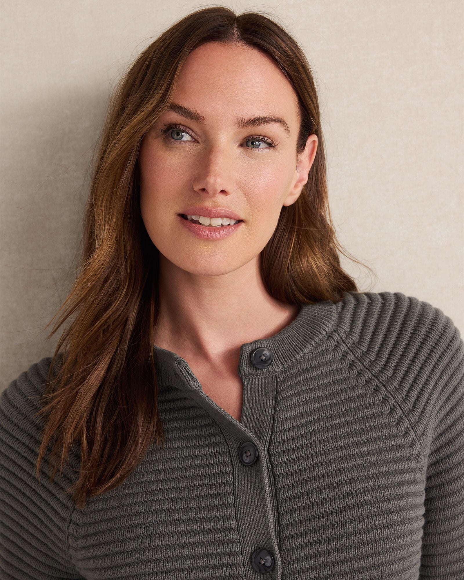 RAINFALL|SEA MIST ORGANIC COTTON HORIZONTAL STITCH CARDIGAN | Talbots sale