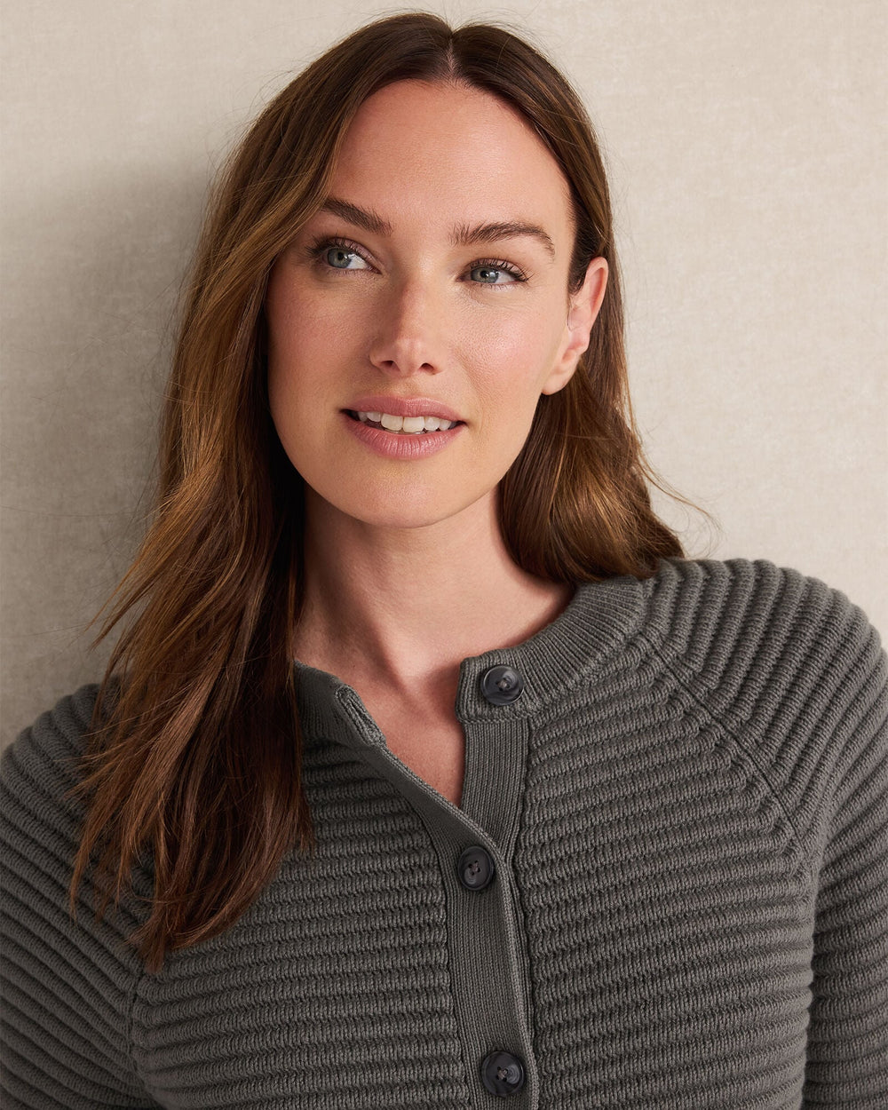 RAINFALL|SEA MIST ORGANIC COTTON HORIZONTAL STITCH CARDIGAN | Talbots sale