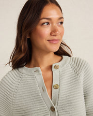 RAINFALL|SEA MIST ORGANIC COTTON HORIZONTAL STITCH CARDIGAN | Talbots sale