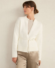 IVORY|NORTH SEA|OYSTER SHELL CHUNKY COTTON BLEND BELTED CARDIGAN | Talbots sale