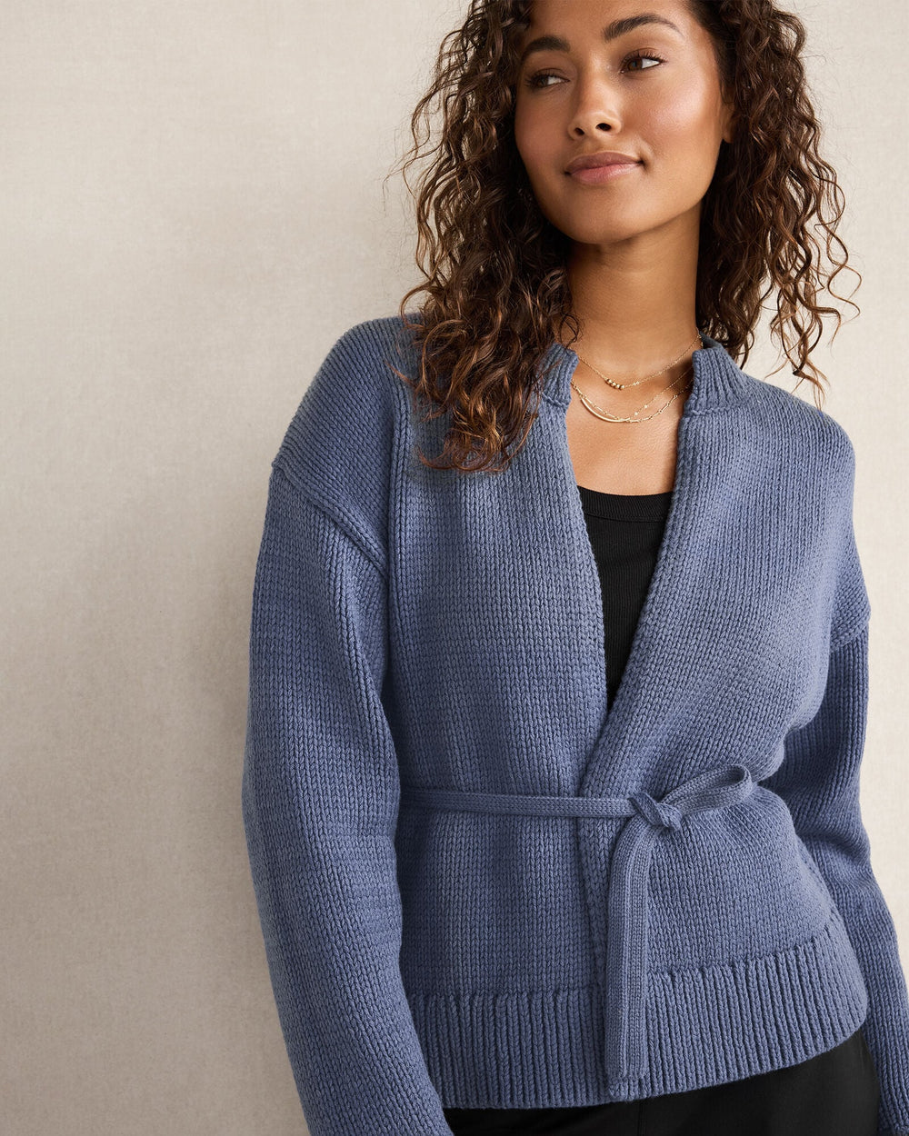 IVORY|NORTH SEA|OYSTER SHELL CHUNKY COTTON BLEND BELTED CARDIGAN | Talbots sale