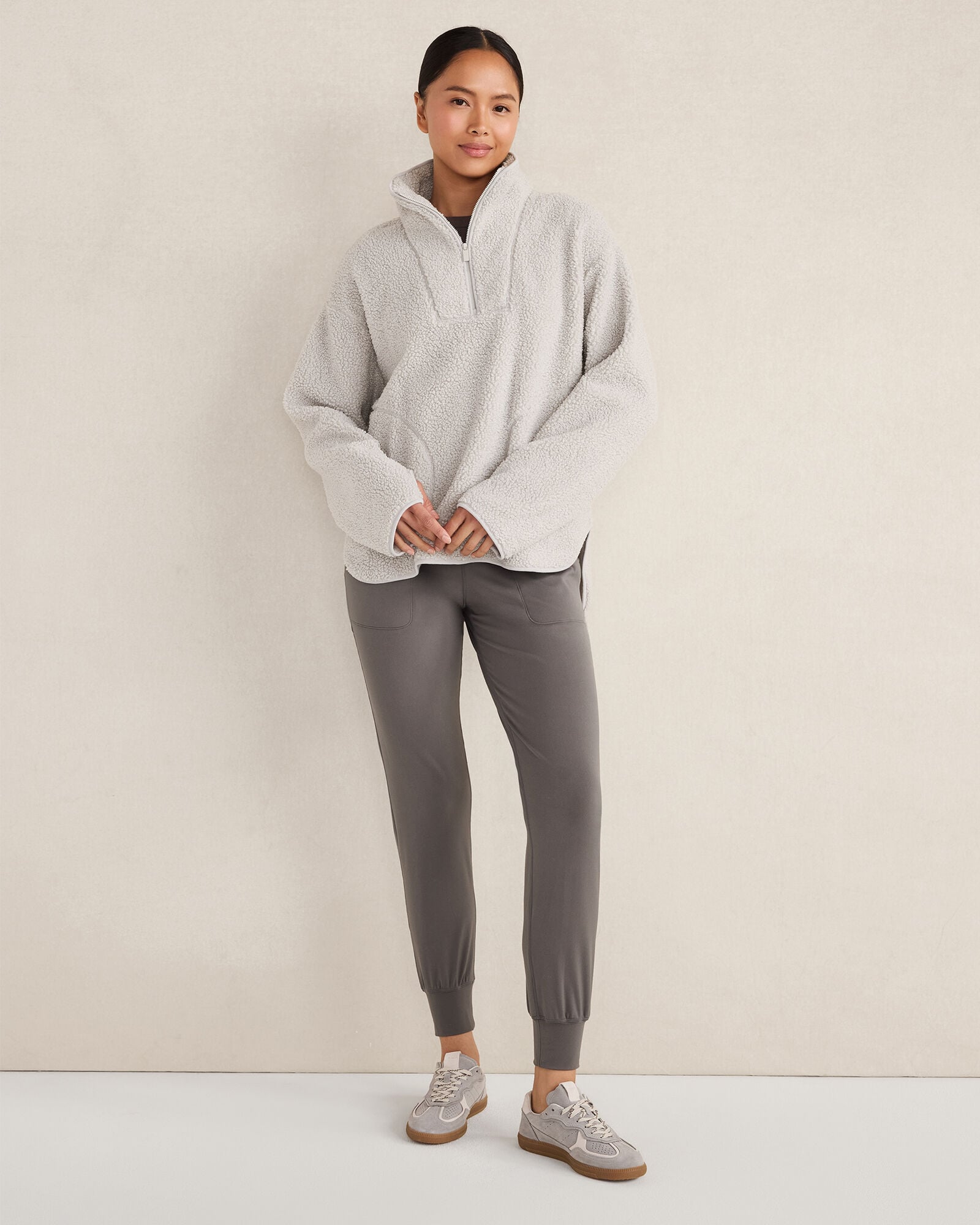 GREY MIST SHERPA HALF-ZIP MOCKNECK PULLOVER | Talbots for sale