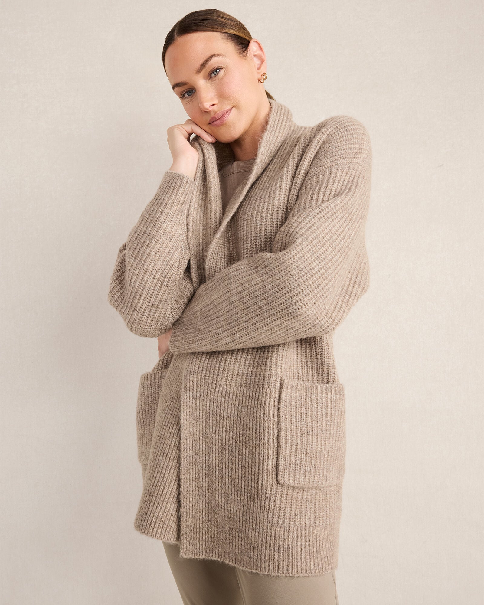 NIGHTENGALE HTHR LOFTY KNIT SHAWL COLLAR CARDIGAN | Talbots online