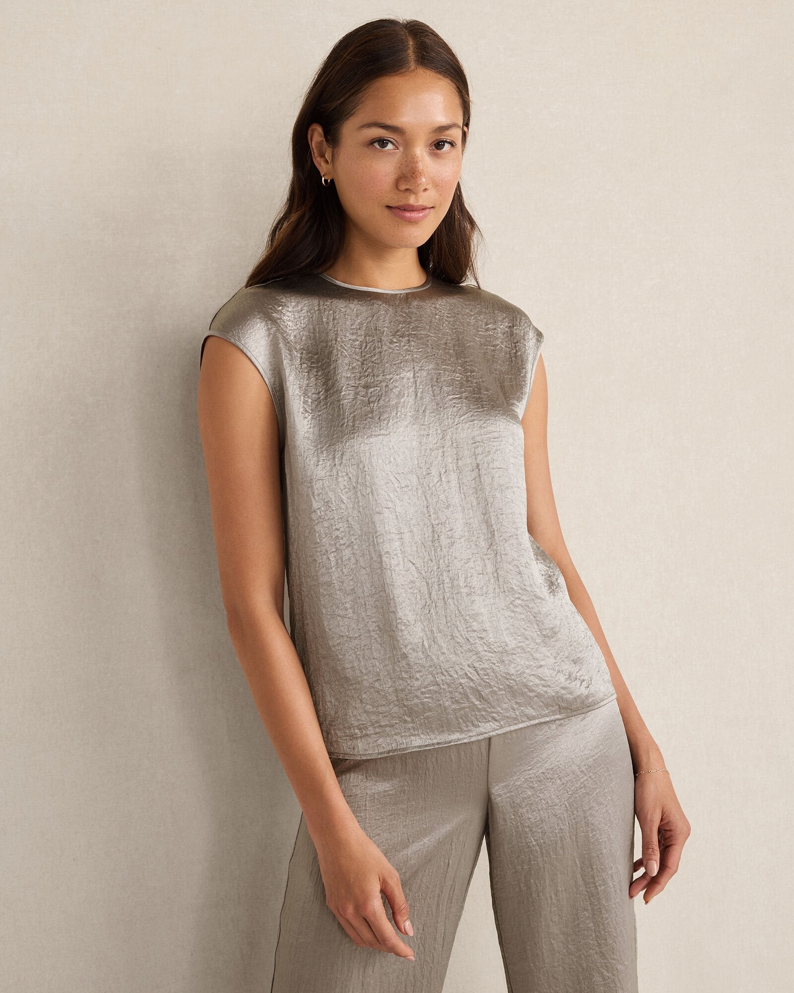 NIGHTENGALE LUXE CRINKLE SHINE TOP | Talbots outlet