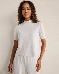 GLACIER FROST|LIGHT GREY HEATHER COZY KNIT MOCKNECK TOP | Talbots outlet