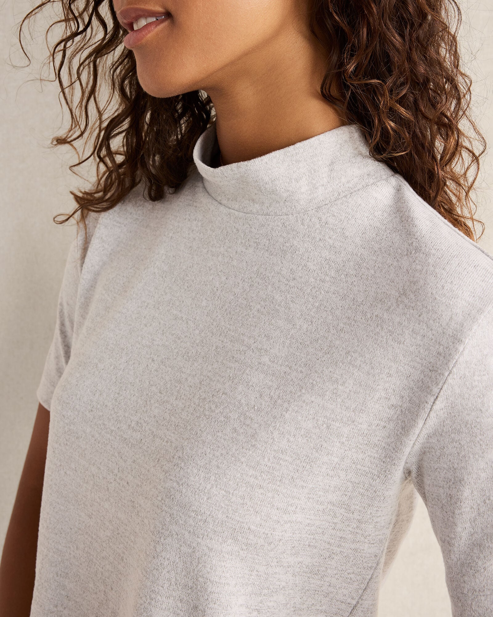 GLACIER FROST|LIGHT GREY HEATHER COZY KNIT MOCKNECK TOP | Talbots outlet
