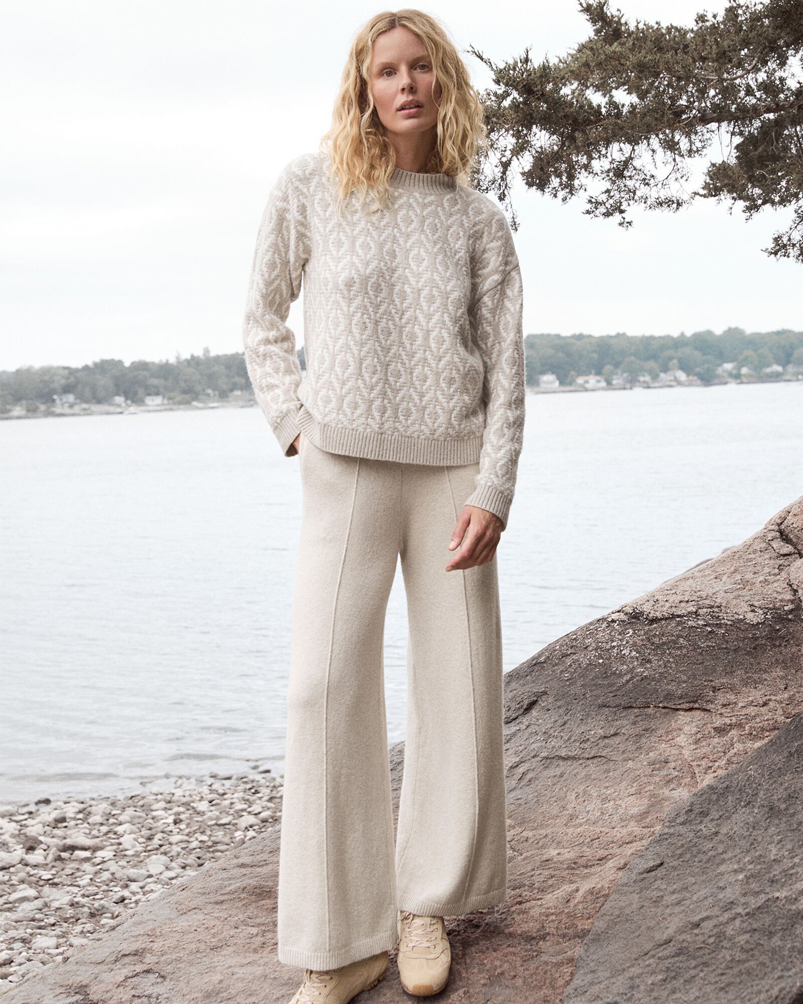 SEED DIAMONDS LIGHT ASH ORGANIC COTTON BLEND DIAMOND STITCH SWEATER | Talbots on sale