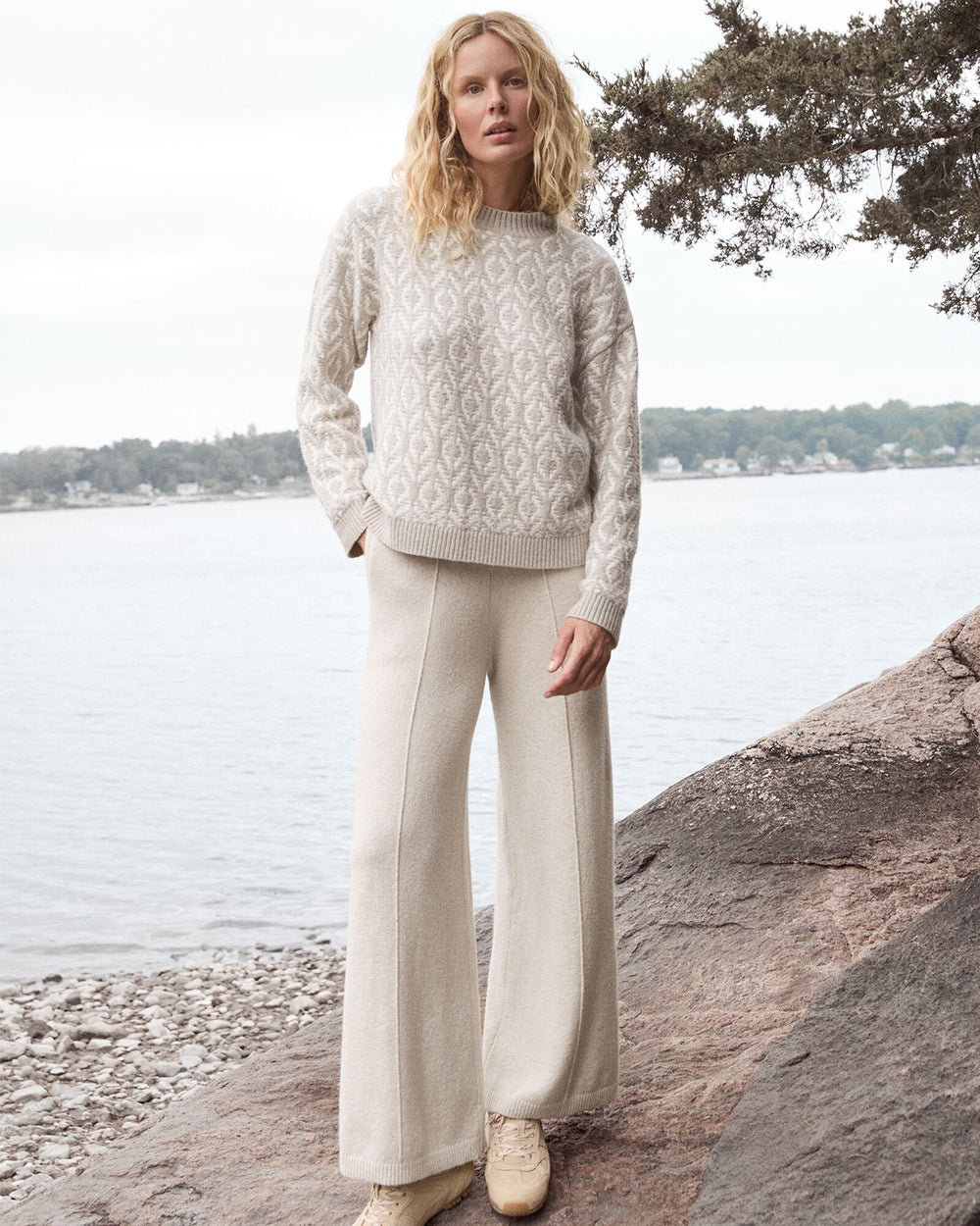 SEED DIAMONDS LIGHT ASH ORGANIC COTTON BLEND DIAMOND STITCH SWEATER | Talbots on sale