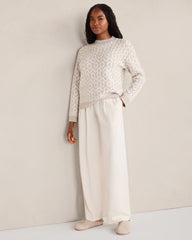 SEED DIAMONDS LIGHT ASH ORGANIC COTTON BLEND DIAMOND STITCH SWEATER | Talbots on sale