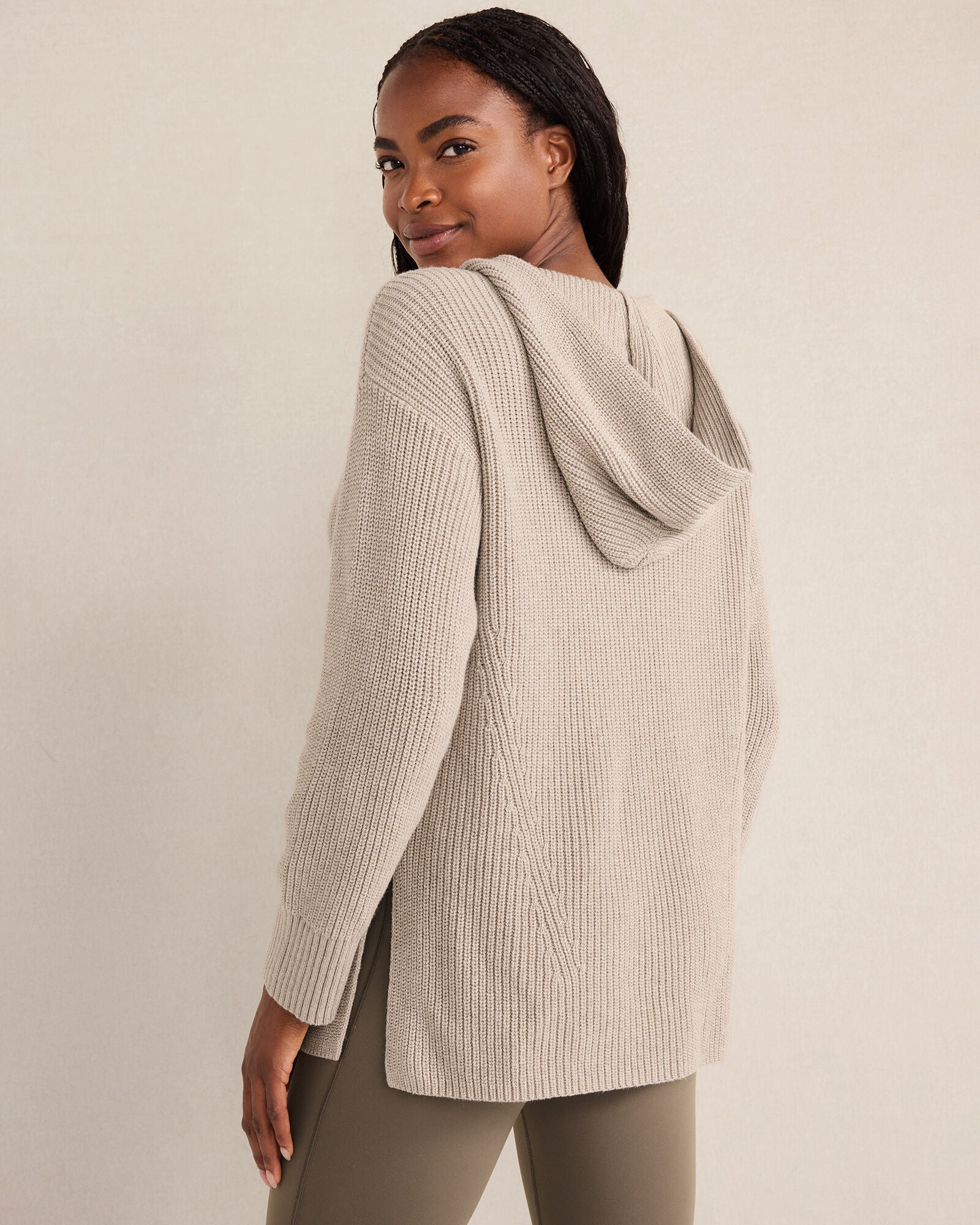 TULE FOG HTHR ORGANIC COTTON CASHMERE SHAKER STITCH HOODIE | Talbots US