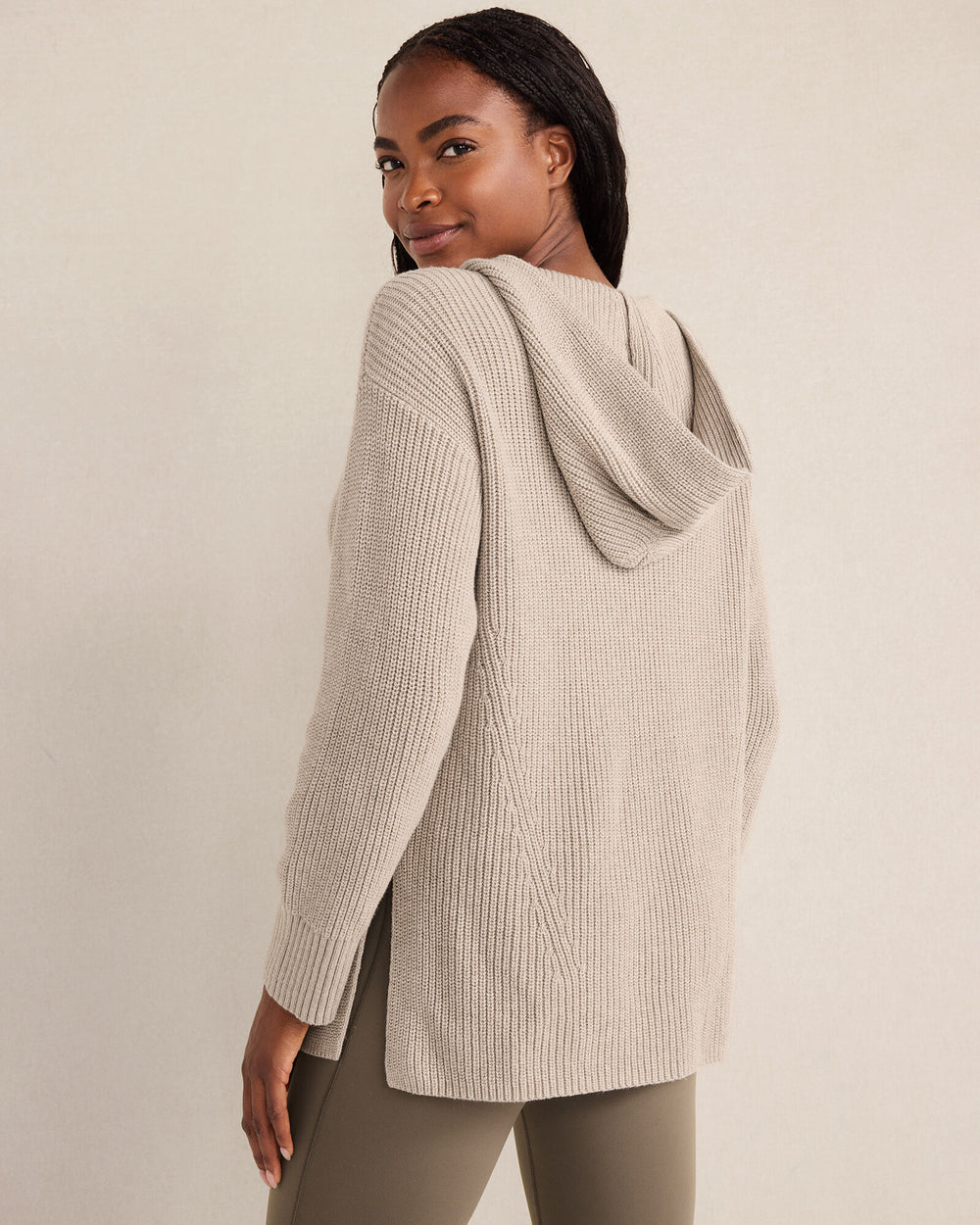 TULE FOG HTHR ORGANIC COTTON CASHMERE SHAKER STITCH HOODIE | Talbots US