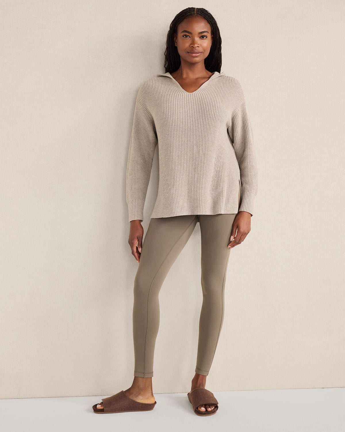 TULE FOG HTHR ORGANIC COTTON CASHMERE SHAKER STITCH HOODIE | Talbots US