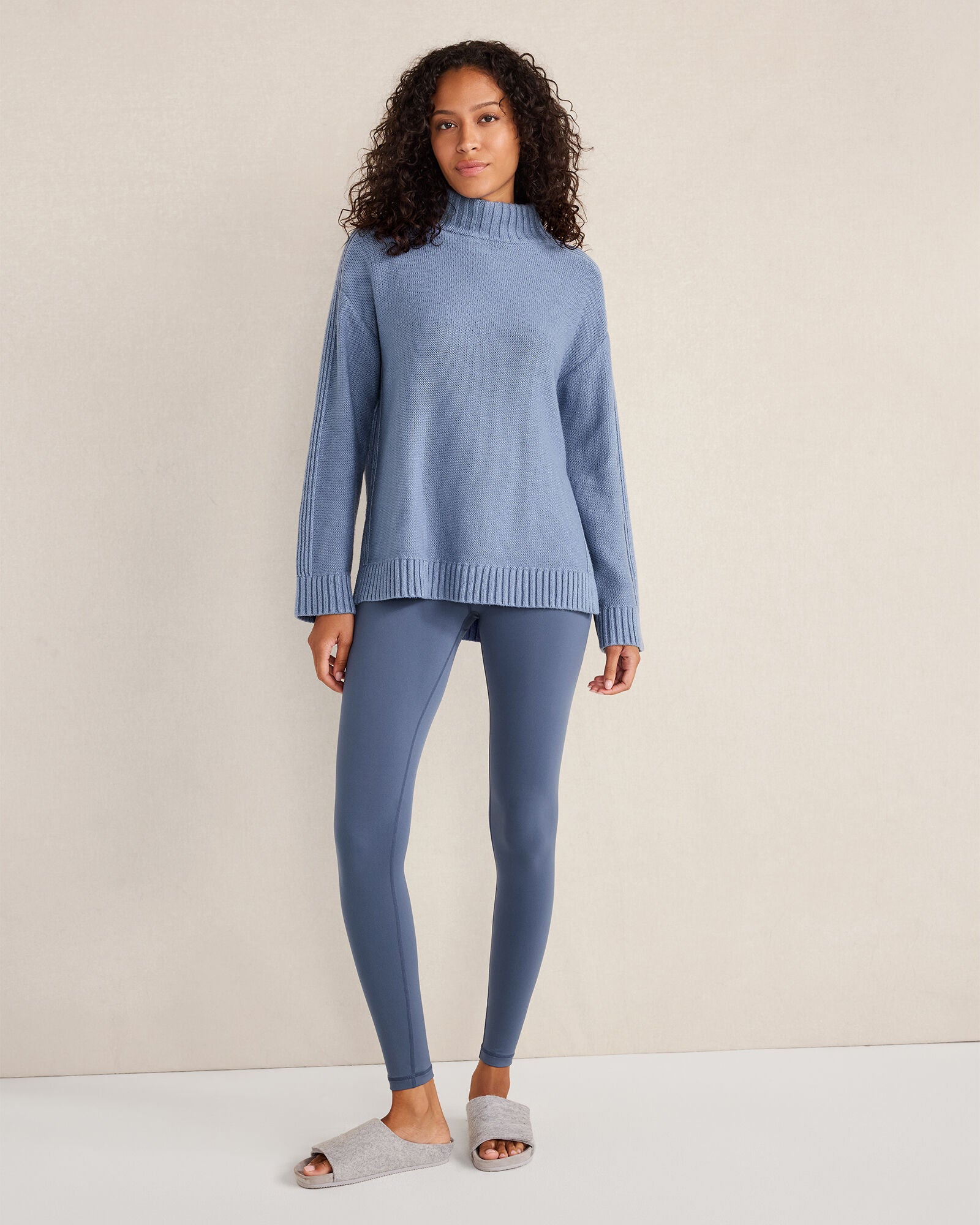 LAKE|LIGHT ASH|SLATE BROWN COTTON BLEND MOCKNECK SWEATER | Talbots on sale