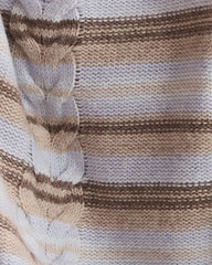 MOUNTAIN CABLE/HERON HTHR WOOL BLEND CABLE STRIPE CREWNECK SWEATER | Talbots near me