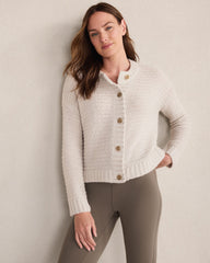 GRANITE GREY|SILVER MIST MERINO WOOL CASHMERE LINK STITCH CARDIGAN | Talbots US