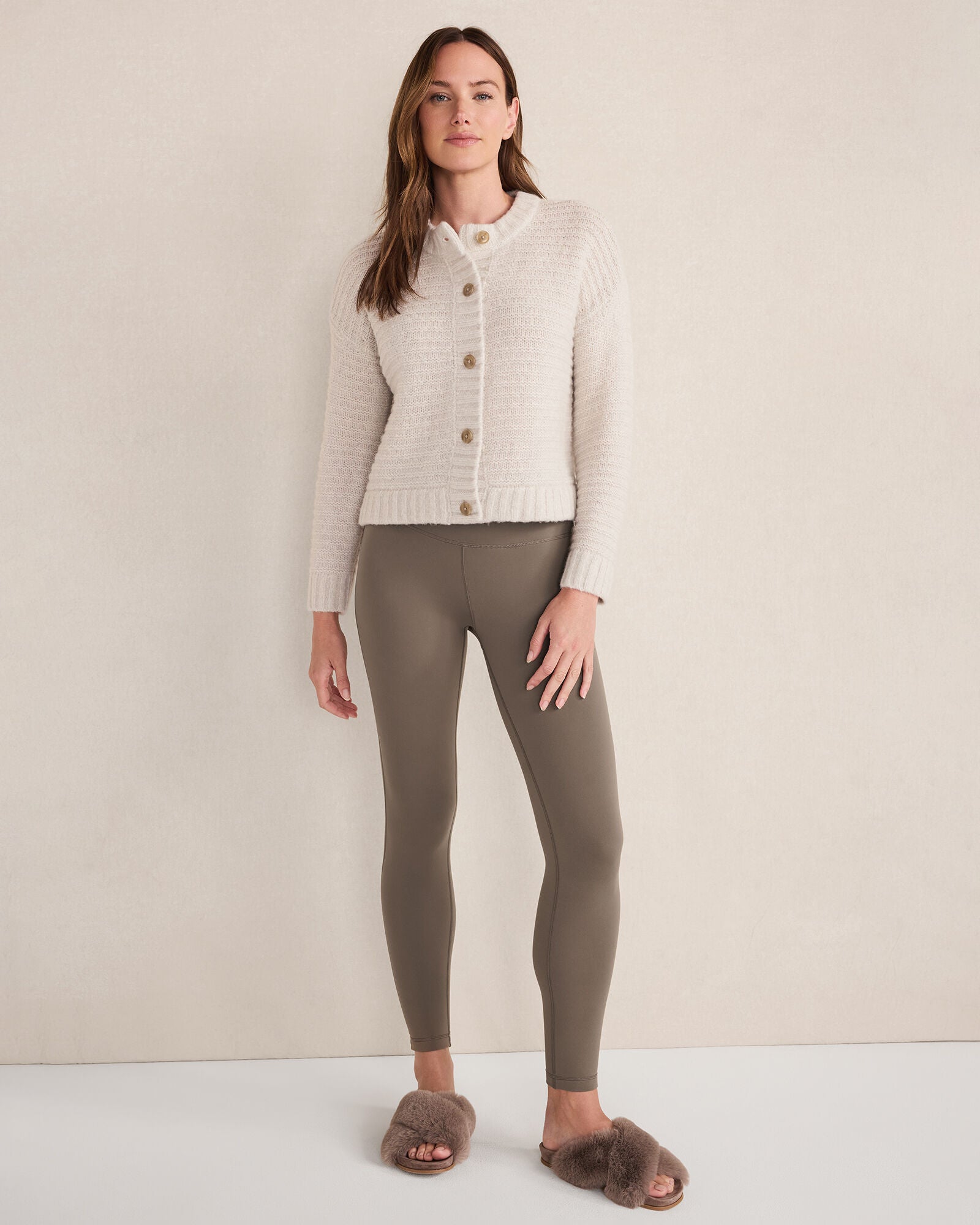 GRANITE GREY|SILVER MIST MERINO WOOL CASHMERE LINK STITCH CARDIGAN | Talbots US