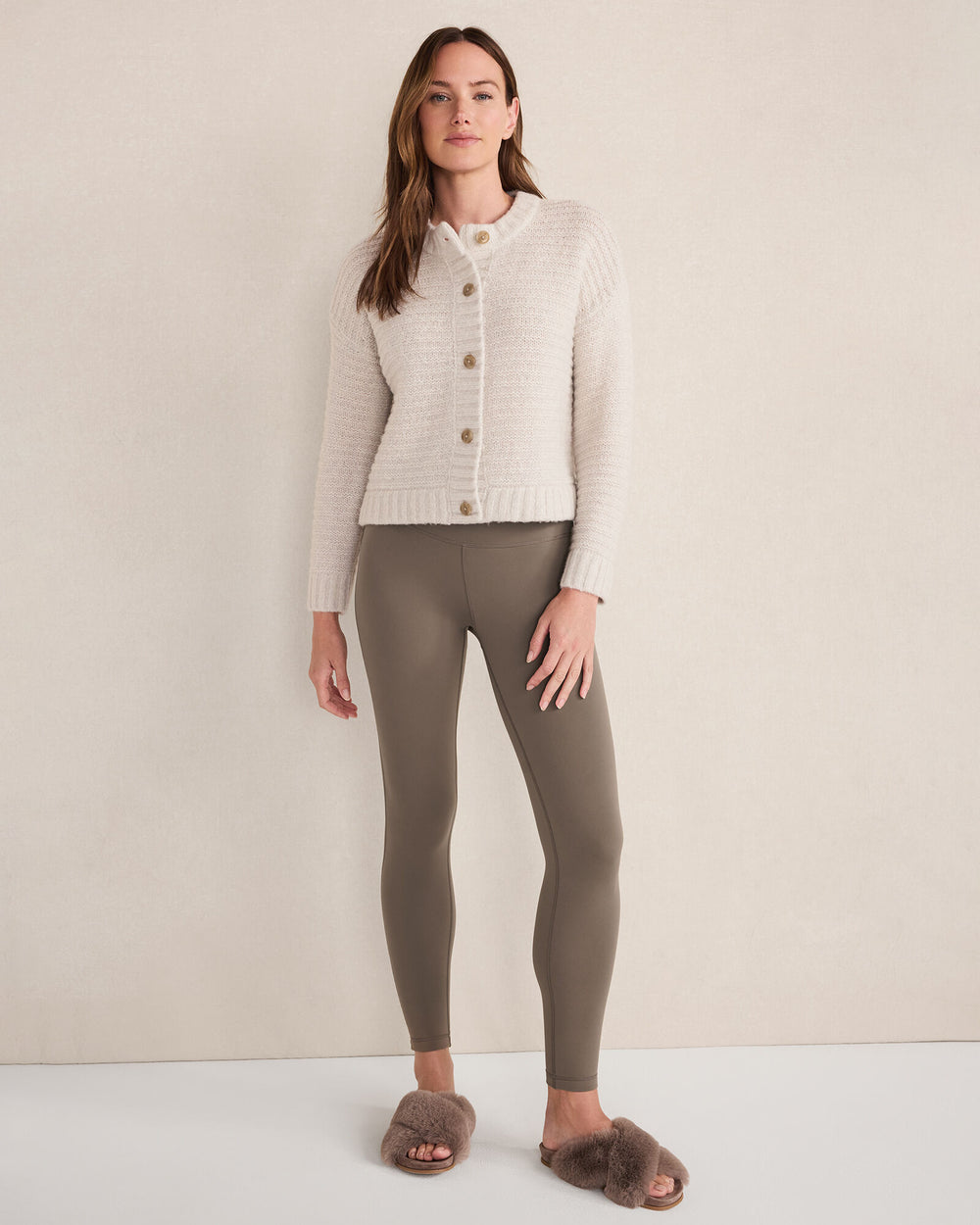 GRANITE GREY|SILVER MIST MERINO WOOL CASHMERE LINK STITCH CARDIGAN | Talbots US